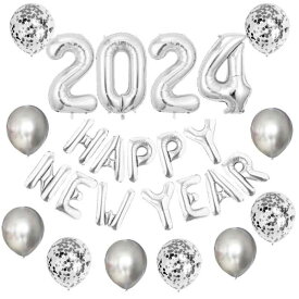 GOPATY 新年飾り HAPPY NEW YEAR文字 風船 2024数字 ナンバーバルーン 飾り付け 会場の装飾 デコレーション パーティー