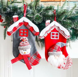 2枚セット クリスマスの靴下 サンタクロース 雪だるま クリスマス ソックス クリスマスツリー 飾り 可愛い オーナメント プレゼント ギフト キャンディなど入れ JGuang クリスマス 飾り クリ