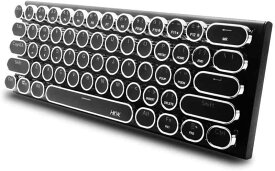 HKW. タイプライター風メカニカルキーボード 61キー USB-C 有線 接続 青軸 レトロ デザイン テレワーク ミニ キーボード (シルバー)