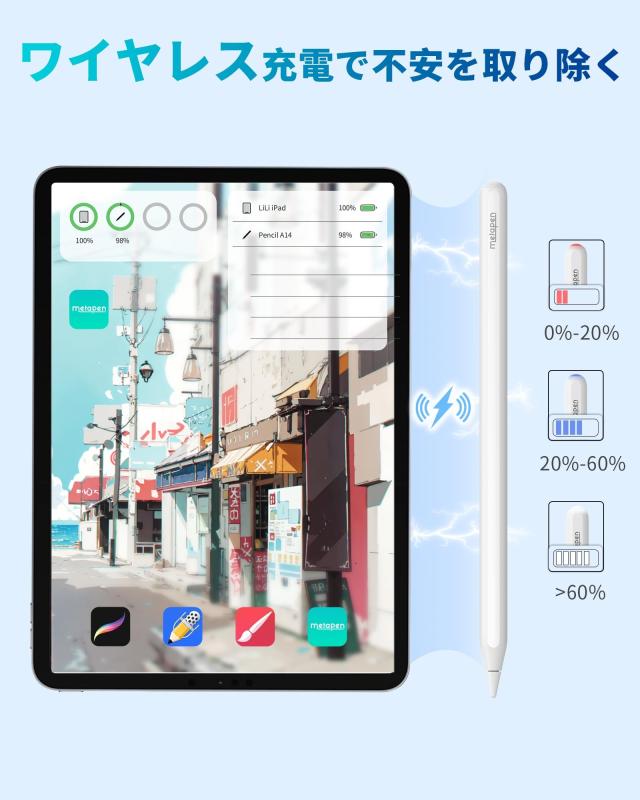 楽天市場】Metapen iPad ペンシル ワイヤレス充電 A14 : 新風堂