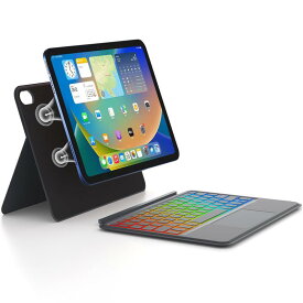 EAMPANG 日本語マジックキーボードFolio for iPad 第10世代 10.9インチキーボードケース, タッチパッド付きレインボーバックライト磁気吸着カバースタンド付き/ケースキーボード付き iPad 10世代に