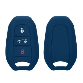 kwmobile 対応: Peugeot Citroen 3-ボタン 車のキー Smartkey (Keyless Go 対応機種のみ) ケース - シリコン キーケース 落下防止 車鍵 - 鍵ケース 黒色