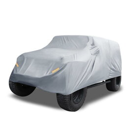 X AUTOHAUX SUV車のカバー Jeepに対応 Wrangler JK JL 4ドアに対応 2007-2021に対応 屋外 防水 太陽 ほこり 風 雪の保護 210Dオックスフォード 運転席ドアジッパー付き