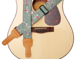 [MUSIC FIRST] 元のデザイン ビンテージ・スタイル 「梅の花」柔らかい綿とレザー製のギターストラップ，バンジョーストラップ