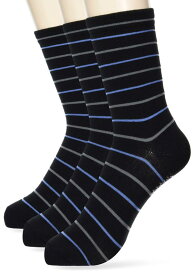 [グンゼ] 靴下 ソックス ゆったりはきやすい やわらか編み ライン柄 同色3足組 メンズ