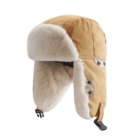[AOWOFS] 帽 レディース 耳あて 秋冬 ニット帽 耳あて付きキ ャップ 裏起毛 冬用防寒帽 スキー 小顔効果 綿 かわいい 防寒 暖かい 裏ボア 飛行帽
