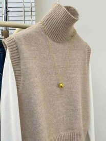 秋冬 レディース ニットベスト ハイネック ノースリーブ 単色 レトロ レイヤード セーター トップス 暖か 軽量 ニット生地 女性用 無袖 無地