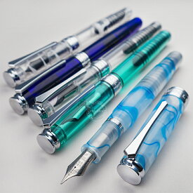 【PBS25】【PENBBS】新作 バキューマティック機構搭載 透明軸万年筆 F(細字)/M(中字) インクの吸入が楽しいクリアボディ No.500【即納 宅配便・ミニゆうパケット対応 アクリル デモンストレーター 緑 青 ブルー 紫】