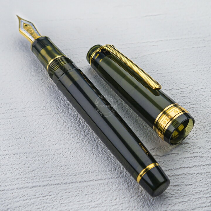 【S157】【WANCHER×SAILOR/セーラー】限定 21金万年筆 プロフェッショナルギア シャンパーニュ ダークグリーン 透明軸【即納/宅配便 ワンチャー ブランド 正規品 保証 国産 日本製 デモンストレーター オリジナル プロギア 深緑】 | 筆記具専門店ペンライフ