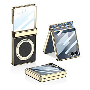 Galaxy Z Flip7 �P�[�X �����O�t�� �ϏՌ� �J�o�[ �q���W�t�� �܂肽���݌^ 360�x��]�ł��܂� �X�^���h�@�\ �T�u�f�B�X�v���C�ی�t�B���� �Ռ��z�� �y�� �����₷�� �֗����̍��� �l�C ������