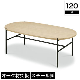 テーブル センターテーブル リビングテーブル ローテーブル 幅120cm 高さ43cm 奥行60cm オーク 突板 スチール 異素材 ナチュラル おしゃれ シンプル