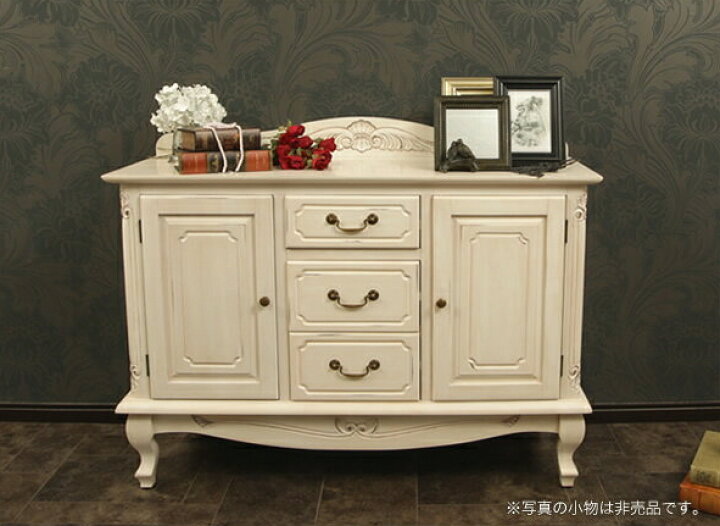 楽天市場】アンティーク調 ワイドキャビネット 幅110cm木製  