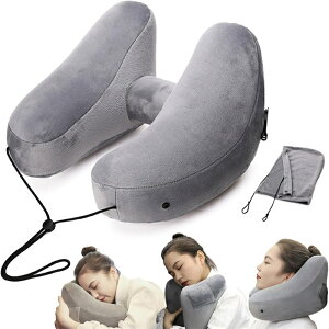 ネックピロー 飛行機 H型 枕 車 新幹線 首枕 首が痛くならない 車 夜行バス 低反発 クッション 超軽量 トラベルピロー 旅行 フード付き 空気枕 快眠ピロー オフィス 出張 新幹線 飛行機