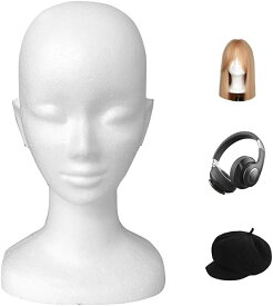 発泡スチロールマネキン ホワイト コスプレ ウィッグ スタンド ヘッド 軽い ディスプレイ ヘッドマネキン 頭部モデル 女性 帽子 メガネ ショーケース サロンショップ 絵画