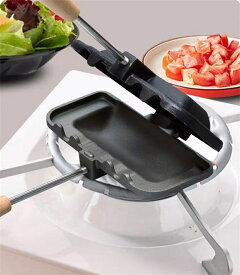 【クーポンで10%OFF!】ホットサンドメーカー 直火 サンドイッチメーカー 1枚 両面フライパン ミニ サンドイッチパン コンパクト ミニフライパン 上下分離型 木製ハンドル お手入れ簡単 焦げ付きにくい キャンプ アウトドア 家庭用