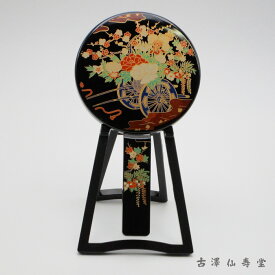 山中漆器 二枚合わせ鏡 手鏡と鏡台のセット 花車