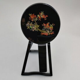 山中漆器 二枚合わせ鏡 手鏡と鏡台のセット 弥生