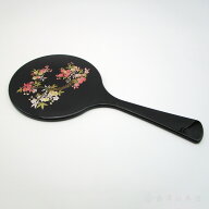 山中漆器 丸手鏡 ハンドミラー 弥生黒