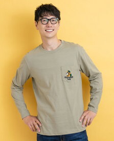 【SALE】Hush Puppies（ハッシュパピー） 天竺犬ポケット長袖Tシャツ　メンズ　長袖