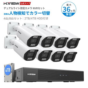 �yH.VIEW�����X�g�A�z�h�ƃJ�����Z�b�g2TB/4TB HDD���� 4��/8�� 4K 800����f PoE���d AI�l�����m �����Њd �o�������� �����^�� 8ch NVR���R�[�_�[ �}�C�N �X�s�[�J�[���� 16�䑝�ݑΉ� H.265 IP67�h���h