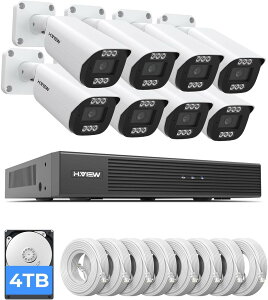 �y�������� 3�N�ۏ� �zH.VIEW �h�ƃJ���� �Ď��J���� �Z�b�g 4�� 4K 800����f PoE�L�� �l�b�g���[�N�J���� 4TB HDD���� 8ch���R�[�_�[ AI���m �����Њd �o�������� IP67 ���O ���� ���u�Ď�
