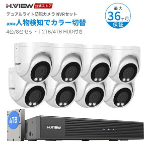 �y20%OFF�N�[�|���z�z���zH.VIEW �h�ƃJ���� 8��Z�b�g �h�[���^ ���� ���O PoE�L�� 4K 800����f �f���A�����C�g �l�̌��m �����Њd �ԊO���Î�30m ���FLED���� �}�C�N���� 8CH�^��@ 4TB HDD���� �X�}