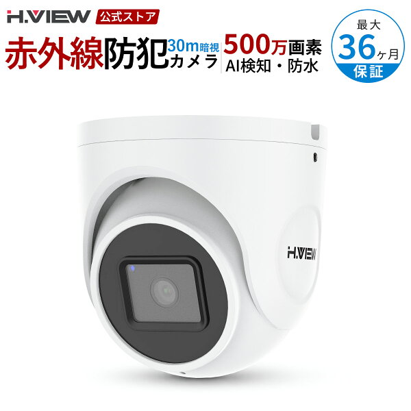 【H.VIEW公式ストア】防犯カメラ ドーム型 屋外 PoE 500万画素 5MP 有線  増設 監視カメラ ネットワークカメラ IPカメラ  屋外用 屋内用 2.8mm 広角 赤外線暗視30m 動体検知 スマホ遠隔監視 ONVIF対応 マイク内蔵 音声録画 IP66防水 3年保証