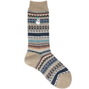 となりのトトロ 小トトロ刺繍総柄 25cm丈ソックス 23-25cm(ベージュ)