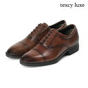 ビジネスシューズ texcy luxe 3E asics [ ブラウン テクシー リュクス メンズ アシックス ストレートチップ ラウンドトゥ 内バネ 内羽根 靴 コンフォートシューズ 革靴 サイドゴア 脱ぎ 履き 楽 レザー 本革 メッシュ 通気性 消臭 抗菌 衝撃緩和 クッション ]