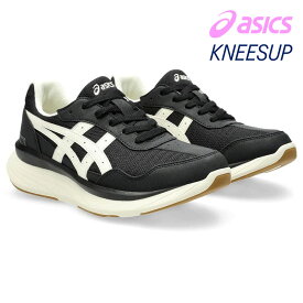 ウォーキングシューズ KNEESUP 3E asics [ ブラック オフホワイト ニーズアップ レディース アシックス ラウンドトゥ 靴 スニーカー コンフォートシューズ 紐 紐靴 レースアップ 膝に優しい O脚にお悩み 転びにくい 転び ころび 外反母趾 メッシュ 衝撃緩和 クッション ]
