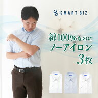 【綿100％なのにノーアイロン】 ワイシャツ 半袖 セット 標準体 ノーアイロン 綿100% 3枚セット 夏用 メ…