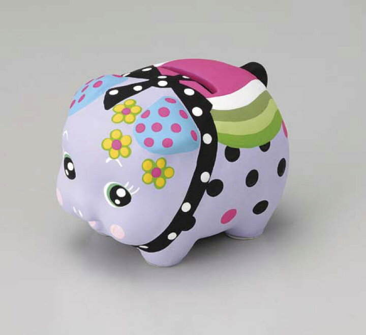 楽天市場 ブタの貯金箱 デコブタ ラベンダー 小 かわいい おしゃれ 貯金箱 手書き デコ プレゼント 子供 工房 百の手