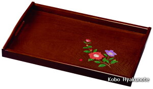 15.0長手盆 山茶花(金蒔絵)