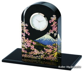 蒔絵ガラス置時計 富士に桜