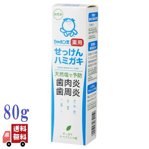 シャボン玉けん 薬用 せっけんハミガキ 80g スペアミント オーラルケア 虫歯予防 口臭予防 歯磨き粉 デンタルケア 歯みがき ハミガキ 無添加