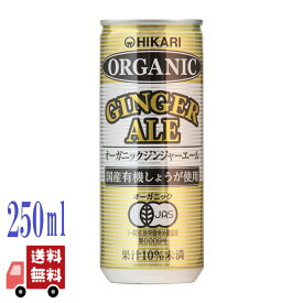 ヒカリ オーガニック ジンジャーエール 250ml 缶ジュース 炭酸飲料 炭酸 ジュース しょうが 生姜 有機JAS 光食品