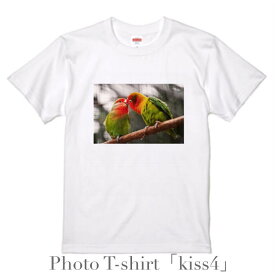 デザイン Tシャツ 「Kiss 4」 メンズ ホワイト 綿100% グラフィックT フォトT オシャレ プレゼント 大きいサイズ ビッグTシャツ