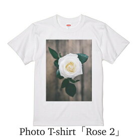 デザイン Tシャツ 「Rose」Vol.2 メンズ ホワイト 綿100% グラフィックT フォトT 薔薇 バラ ローズ オシャレ プレゼント 大きいサイズ ビッグTシャツ 【受注生産】