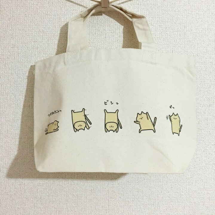 楽天市場 ネコトートバッグ 側転猫ランチトート イラストレーター とき プレゼント 文鳥と小鳥の雑貨屋hydaway