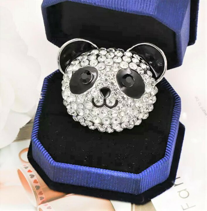 楽天市場】スワロフスキー パンダ ブローチ 大☆ギフトポーチ付き  