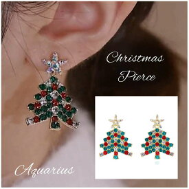 スワロフスキー クリスマス ツリー ピアス