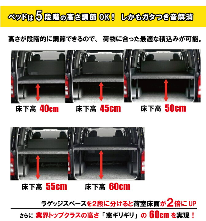 楽天市場 ハイエースベッドキット 荷室棚 0系 Dx3 6人用 硬質マットタイプ Hyog楽天市場店