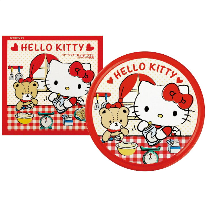 楽天市場 ブルボンバタークッキー缶 ハローキティ 4031 092 Y Ko Ap 人気のハローキティがデザインされた缶クッキーです キティとリボン 花柄の生地で見た目も楽める商品です 母の日 父の日 プレゼント ギフト 贈り物 Hype