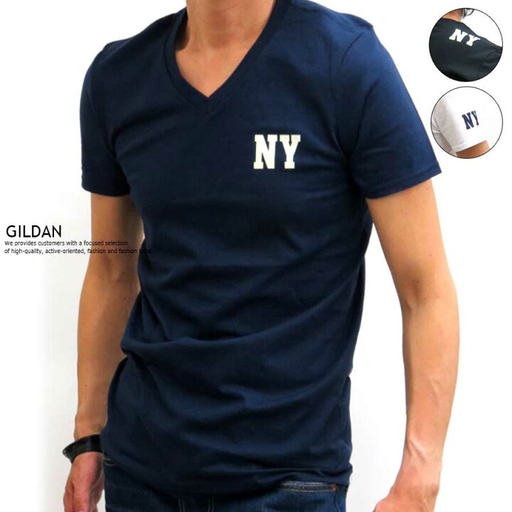 楽天市場】NYプリント Tシャツ メンズ New York Vネック 美シルエット 