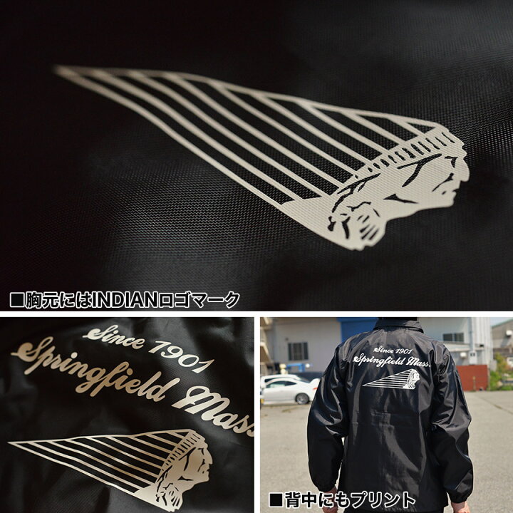 楽天市場】日本製 復刻ロゴ Indian Motocycle コーチジャケット メンズ 