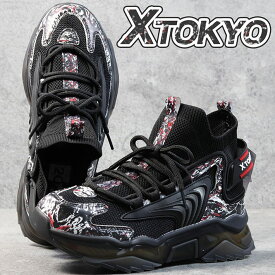 X TOKYO 厚底 スニーカー メンズ ニットスニーカー ソックススニーカー スリッポン Y_KO 3651 7987136 ハイカット 靴 ウォーキングシューズ カジュアルシューズ かっこいい おしゃれ 25cm 25.5cm 26cm 26.5cm 27cm 28cm 3651 送料無料