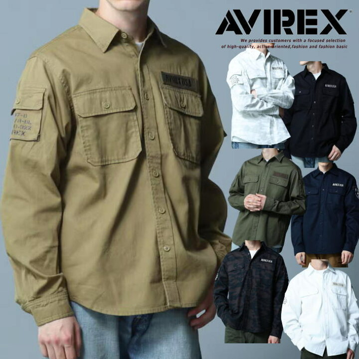楽天市場】AVIREX 長袖シャツ メンズ ミリタリーシャツ ブルゾン 正規 
