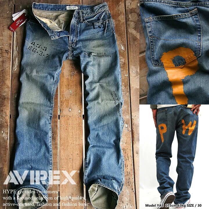 楽天市場】デニムパンツ ジーンズ メンズ レギュラーフィット AVIREX 