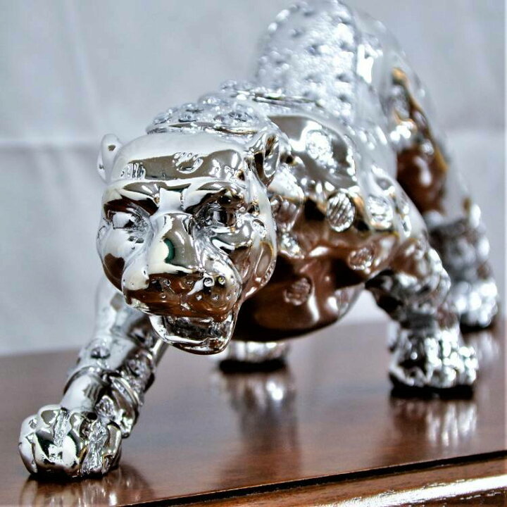 楽天市場】ヒョウ 置物 レオパード 55cm シルバー オブジェ 動物 