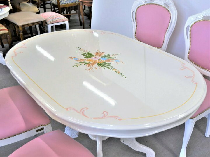 楽天市場】ダイニングテーブル 4人 幅135cm 楕円形 オーバル 花柄 